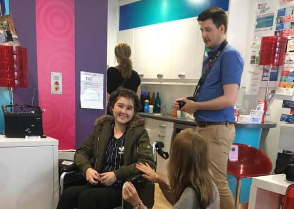 Jessica Edwards, an Asfordby teenager who has been treated for cancer at Ward 27, with her sister Isabelle in the unit's 'Chill Out Room' EMN-180424-095351001