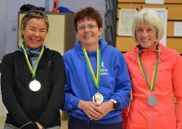 Striders lady vets team won silver - from left, Lou Houghton, Vicki Lowe, Julie Bass EMN-180305-161048002