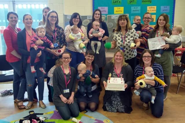 The latest cohort of trained breastfeeding peer supporters, working with the Melton BreastFriends group. Front row, left to right: Ania Romanczak (PS), Alicja Jastrazebska (NQ), Hannah Adams (NQ) (holding the cake) and Amy Clare (NQ)Second row left to right: Ellie Lonsdale (PS), Emma Lee (PS), Naomi Booth (PS), Karla Peters (NQ), Jenny Brown (NQ), Heather Frost (NQ), Carole Fishwick (Leicestershire Partnership NHS Trusts infant feeding lead), Emily Harris-Wakelam (NQ) and Beatrice King (NQ).NQ = newly qualified, PS = already peer supporter EMN-180405-165531001