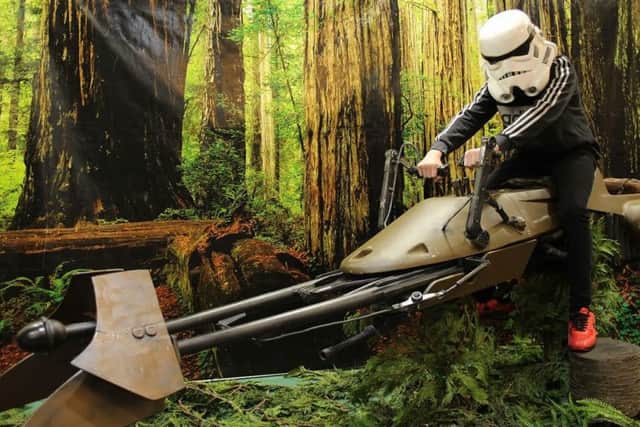 A stormtrooper flying a Speeder Bike PHOTO: Supplied