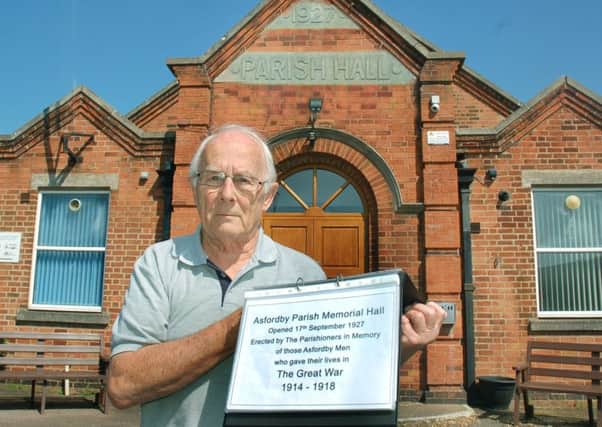 John Bullimore outside Asfordby Parish Hall where is campaigning to have a plaque installed to mark fallen First World War soldiers from the village EMN-180515-154024001
