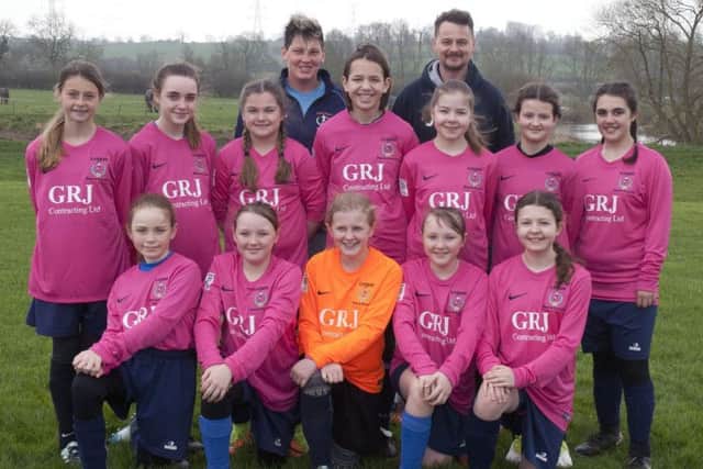 Amateurs squad, from left, back - Millie Whitehouse, Sam Miller, Amber York, Jade Poyzer (coach), Maisie Drummy, Jason Gamble (coach/manager), Kayleigh Rowles, Evie Lyon, Maria Panayi; front - Ella Wheatley, Amy Cartwright, Madeleine Gamble, Ellen Cartwright, Emily Ball. EMN-180516-172313002