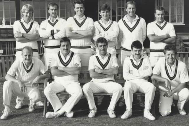 Nick Gillett (extreme right of back row) with Thorpe Arnold CC team-mates in 1990, from left, front row - Graham Spawton, Alan Newton, Graham Butler, Robert Le Coyte, Ian Buxton; back row - Kevin Cliffe, Richard Smith, Ian Hickman, Mark Carnel, Tony Throop EMN-180516-143758001