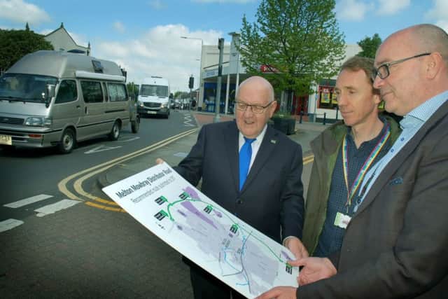 County councillor Byron Rhodes examines the proposed route for the MMDR with County Hall colleagues Ian Vears and Andy Jackson EMN-180521-163503001
