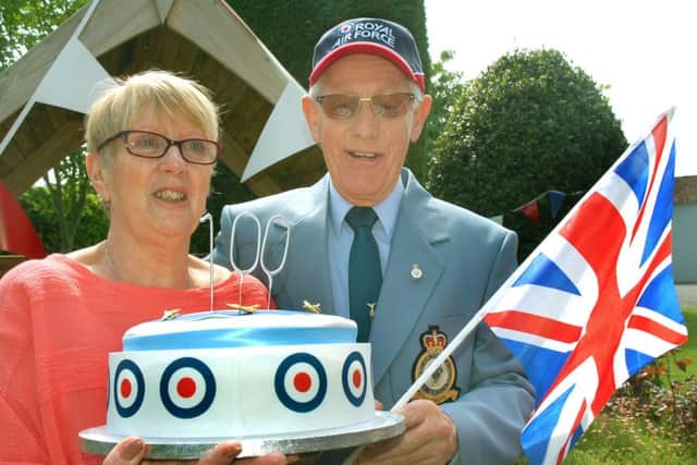 Warden Maggie Hill with resident Roger Cheese at a garden party at Wexford House in Melton to celebrate the 100th anniversary of the founding of the RAF EMN-180521-173235001