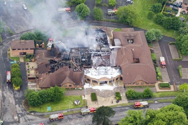 Jim harrison's aerial shot of Melton Council HQ blaze 30/03/2008 EMN-180523-153912001