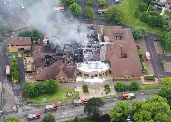 Jim harrison's aerial shot of Melton Council HQ blaze 30/03/2008 EMN-180523-153912001