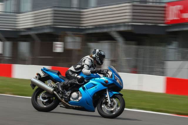 Claire Lomas, who is paralysed from the chest down, takes part in her first racing track day at Donington Park ahead of her bid to complete a lap of the Isle of Man TT road race course
PHOTO: Mark Lees/MSV Photography EMN-180106-143427001
