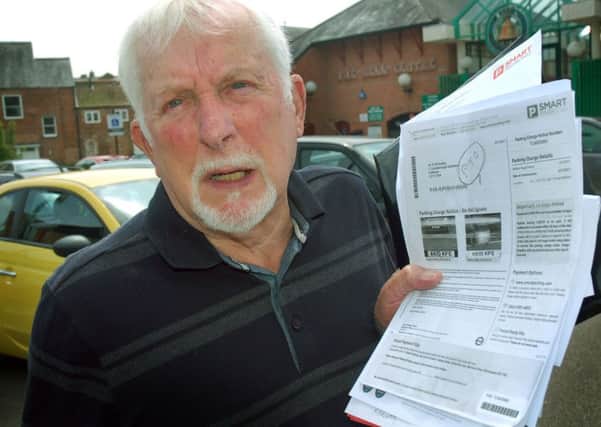 Roger Wheatley (84), who is fighting a Â£160 fine issued against him for parking in the Bell Centre car park in Melton EMN-180106-165858001