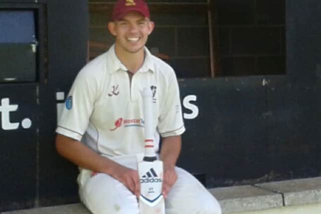 Tom Glover after scoring 130 for Egerton Park. EMN-180506-093732002
