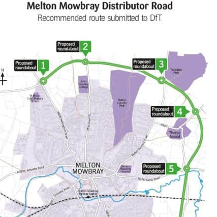 The preferred route for the planned Melton Mowbray Distributor Road (MMDR) EMN-180506-133704001