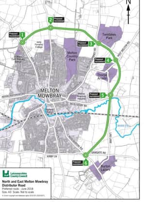 The preferred route for the Melton Mowbray Distributor Road (MMDR) which will be the subject of a planning application to the county council EMN-181106-143903001
