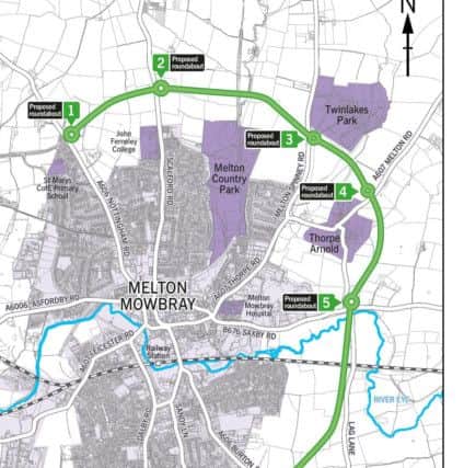 The preferred route for the Melton Mowbray Distributor Road (MMDR) which will be the subject of a planning application to the county council EMN-181106-143903001