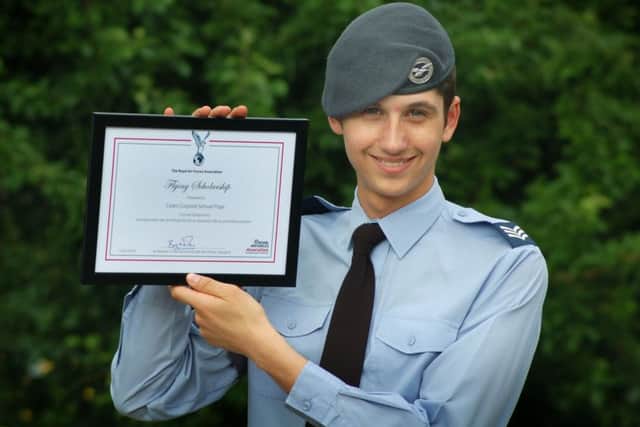 Samuel Page, who is one of the few UK teenagers to be awarded a coveted RAF flying scholarship EMN-180613-164510001