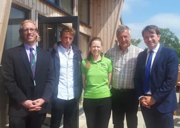 Members of the Darlington diary farming family with Melton Council chief executive Edd de Coverly (left) and deputy leader, Councillor Leigh Higgins (right) EMN-180207-121148001