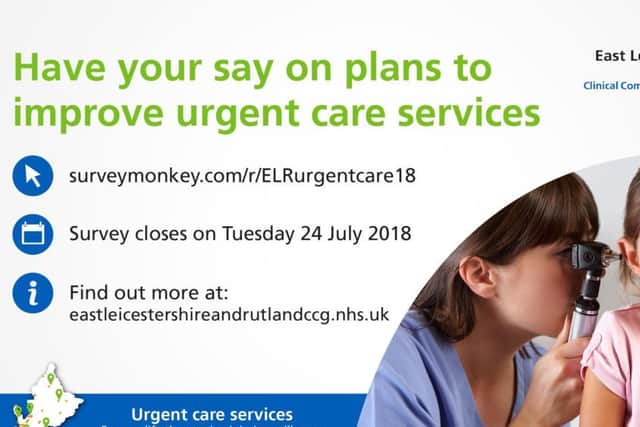 Graphic promoting proposals by East Midlands NHS East Leicestershire and Rutland Clinical Commissioning Group (ELR CCG) to change times for out-of-hours urgent care services EMN-180407-164308001