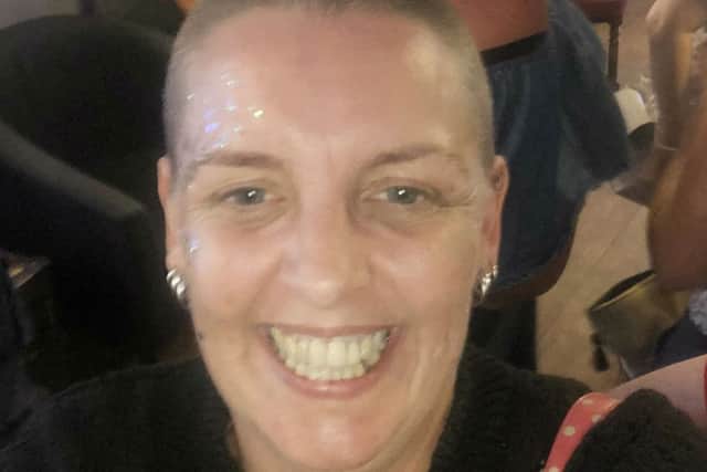 Rachel Piwek pictured after her charity head shave at The Grapes pub in Melton EMN-180907-101807001