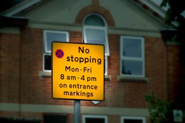 A parking prohibition sign outside Brownlow Primary School in Melton EMN-180907-163426001