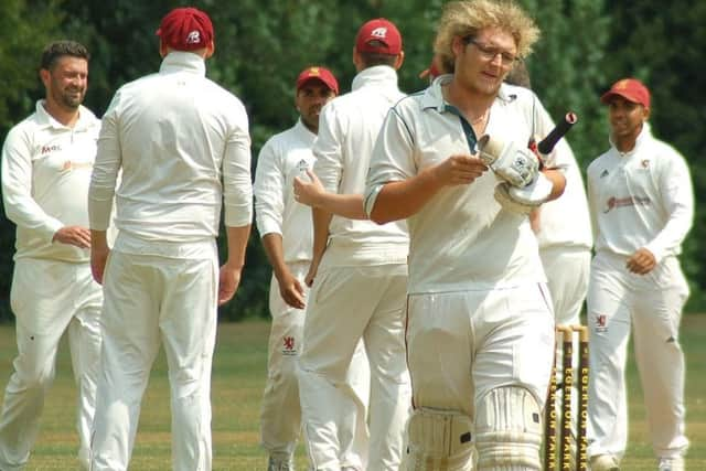 Egerton Park celebrate after removing Thorpes top-scorer Kingsley Miller, off the bowling of Nick Watchorn, for 27 EMN-180717-121333002