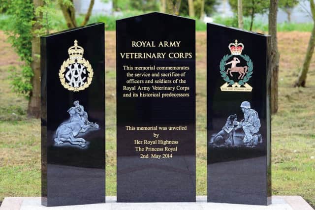 The first ever memorial to the Armys veterinary corps, which was unveiled at the National Memorial Arboretum by Princess Anne

PHOTO DATR and RAVC EMN-180725-100806001