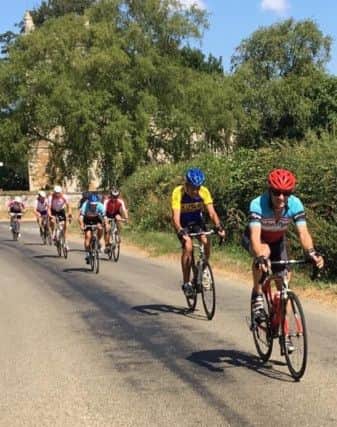 Richard Bushuty leading the way, with Melton Olympic clubmate John Atkins not far behind at the Velo99 road race EMN-180725-111640002