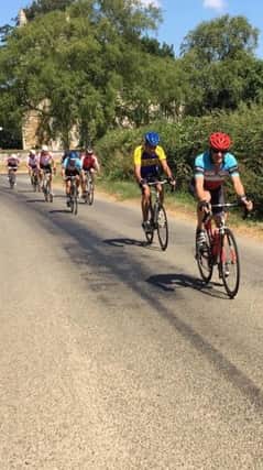 Richard Bushuty leading the way, with Melton Olympic clubmate John Atkins not far behind at the Velo99 road race EMN-180725-111640002