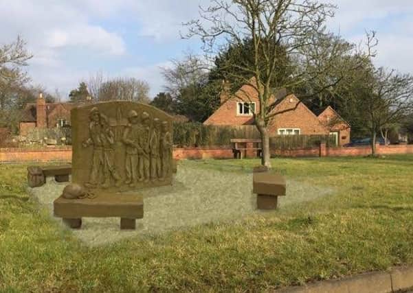 An artist's impression of a planned memorial at Somerby to mark the service and sacrifice of the 10th Battalion The Parachute Regiment during the Second World War EMN-180730-144533001