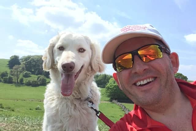 Mark Geraghty and his labradoodle Basil.