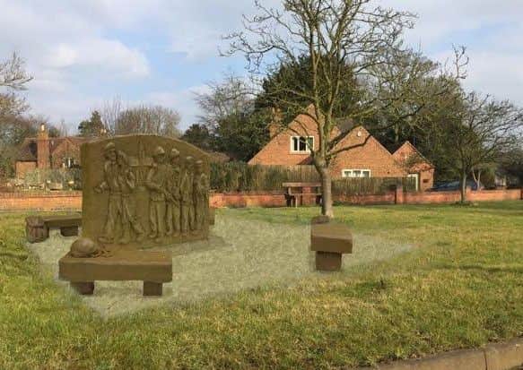 An artist's impression of a planned memorial at Somerby to mark the service and sacrifice of the 10th Battalion The Parachute Regiment during the Second World War EMN-180730-144533001