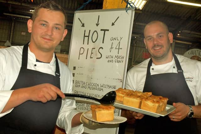 Dunkleys chefs Ethan Barrett and Chet Willcock serving up hot pies PHOTO: Tim Williams