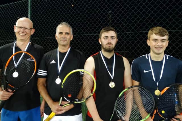 Mens handicap finalists Dan Belcher and Nathan Morgans with Fraser Rabbit-Dalby and James Greenberry EMN-180708-165224002