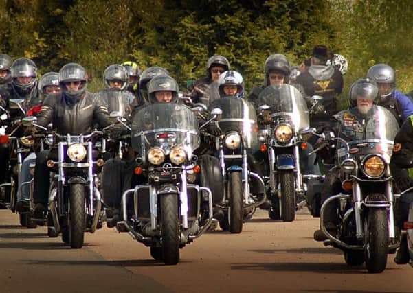 The riders set off on their way to Wistow on Claire Lomas' Ride2Recovery charity rideout in 2017 EMN-180208-131733001
