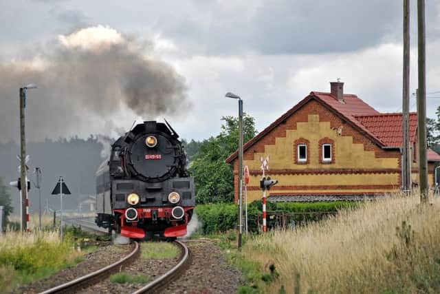 A steam train powers past Tuchorsa on the 10.32 special to Nowy Tomysl
PHOTO PAUL DAVIES EMN-181008-124521001