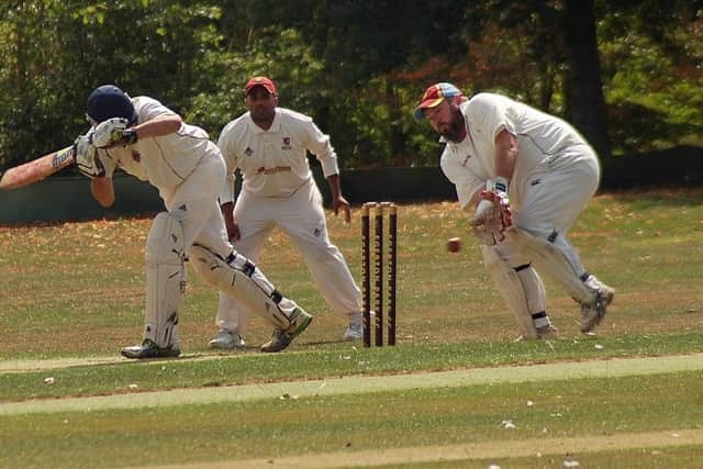 Tom Bradley-Smith held the Kirby innings together with a century as Panchal and wicketkeeper King watch on EMN-180814-105116002