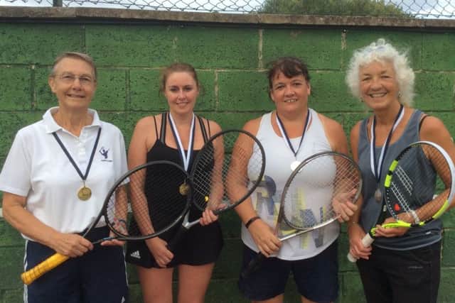 Ladies handicap winners Margaret Roskell and Claire Miller (left) with finalists Jo Draper-Moore and Eileen Merrison EMN-180822-120441002