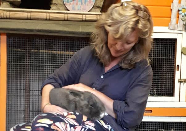 Lisa Newton looks after a rabbit at her Hop Inn hotel EMN-180828-160237001