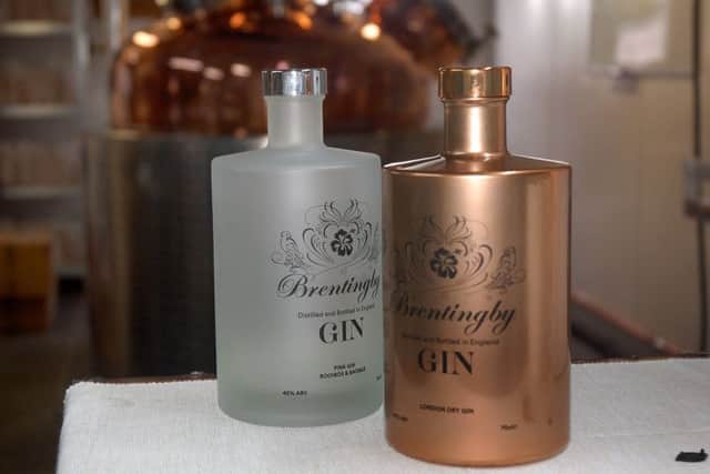 Bottles of gin produced at the new Brentingby Gin distillery EMN-180827-165828001