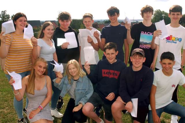 Some of the students at John Ferneley College who picked up their GCSE results on Thursday EMN-180828-092930001