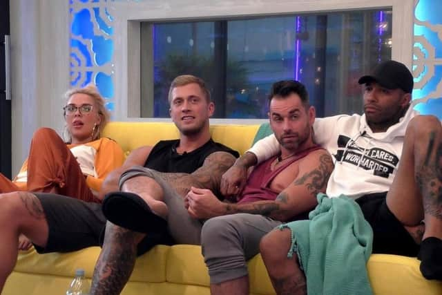 Gabby Allen, Dan Osborne, Ben Jardine and Jermaine Pennant relaxing in the Celebrity Big Brother house

PHOTO CHANNEL 5 EMN-180828-173539001