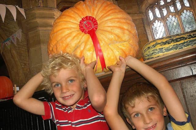 Sandy and Hugh King with their Heaviest Pumpkin winner PHOTO: Tim Williams