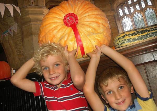 Sandy and Hugh King with their Heaviest Pumpkin winner PHOTO: Tim Williams