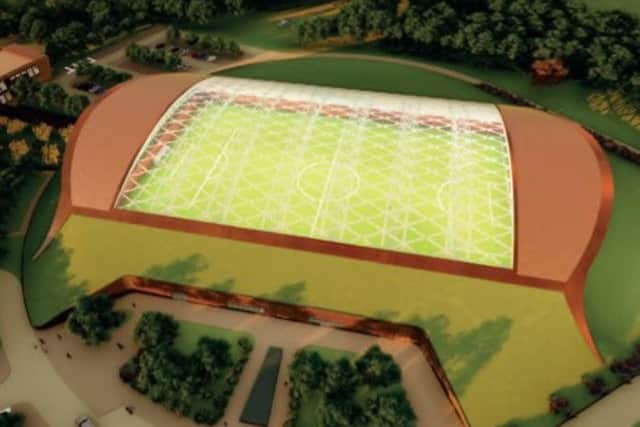 An artist's impression of the proposed new indoor pitch at Leicester City FC's planned new training ground near Seagrave EMN-180829-102419001