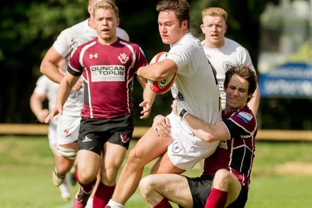 Rugby action from Webb Ellis Road. Rugby Lions v Melton Mowbray. EMN-180409-153132002