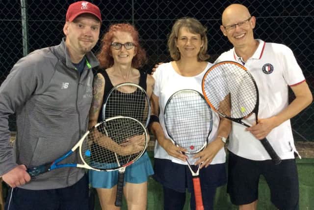 Mixed doubles winners Tom Styles and Jan Jackson with finalists Chris Stevens and Graham Hall EMN-180409-180755002