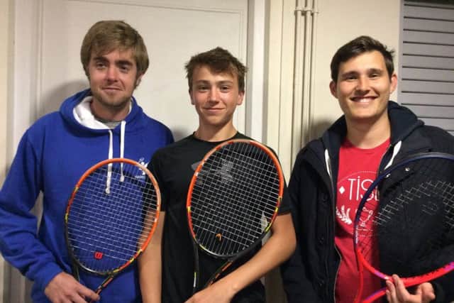 Mens singles top players Will Harrison, Ciaran Boylan and Valentin Richard.