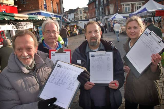 Trevor Moncrieff with fellow petitioners Matthew O'Callaghan, Michael Blase and Vanessa Jackson calling on EMAS to find a new ambulance base in Melton EMN-180917-174511001