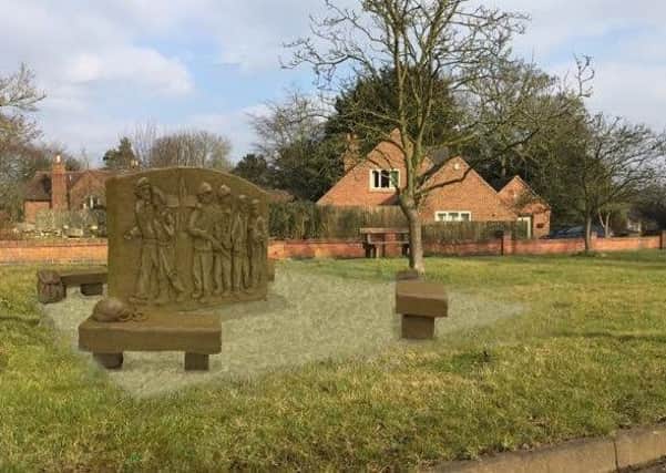An artist's impression of a planned memorial at Somerby to mark the service and sacrifice of the 10th Battalion The Parachute Regiment during the Second World War - organisers now plan to install a larger version of it in front of Burrough Court EMN-180924-124825001