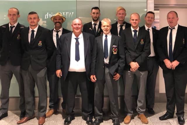 The Scalford-based tug of war team suited and booted for their flight to South Africa EMN-180926-123639002