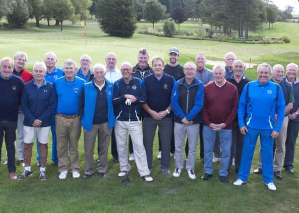 The teams line up for the Melton Mowbray Golf Club v Leicester Tigers match EMN-180928-111813002