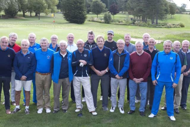 The teams line up for the Melton Mowbray Golf Club v Leicester Tigers match EMN-180928-111813002